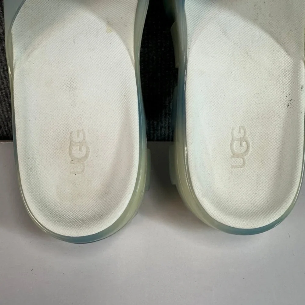 UGG Sport Yeah Blue White Ombre Translucent Platform Slide Sandals Mens 6B